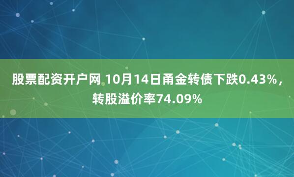 股票配资开户网 10月14日甬金转债下跌0.43%，转股溢价率74.09%